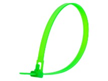 Picture of 12 Inch Fluorescent Green Standard Releasable Cable Tie - 100 Pack