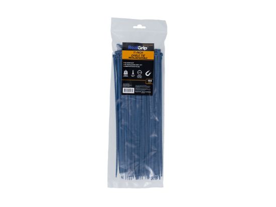 Picture of 12 Inch Blue Metal Detectable Standard Cable Tie - 100 Pack