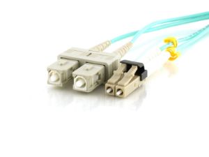 Picture of Multimode Duplex Fiber Optic Patch Cable (50/125) OM3 Aqua - Mini LC to SC